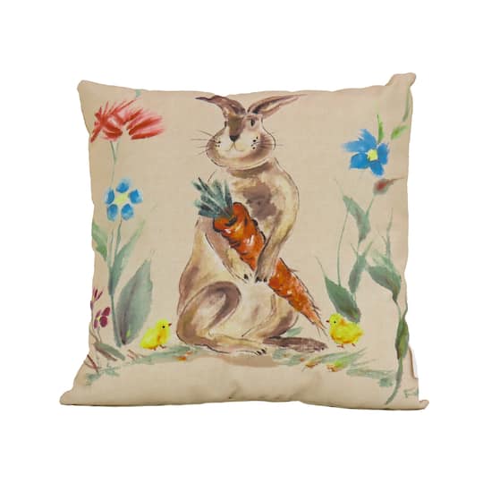 16&#x27;&#x27; Bunny with Carrot Easter Pillow